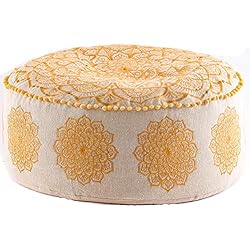 Mandala Life ART Gran Pouf Ottoman de Lujo - Pouffe Cuadrado XL - Escabel Puff Taburete de