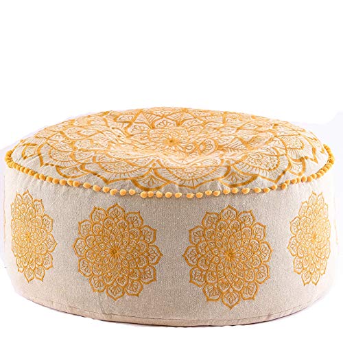 Mandala Life ART Gran Pouf Ottoman de Lujo - Pouffe Cuadrado XL - Escabel Puff Taburete de