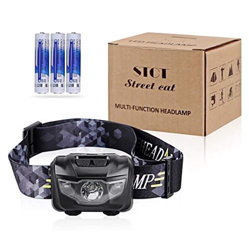 STCT 3W LED Stirnlampe Kopflampe, Wasserdicht leicht bequem, 3 Leuchtmodi, LED Stirnlampe, Kopflampe zum joggen, spazieren gehen mit dem Hund, campen, klettern, fischen, Radfahren, lesen im dunkeln, DIY Arbeiten, USB Kabel inklusive, 45 Grad einstellbar von Street Cat - 8