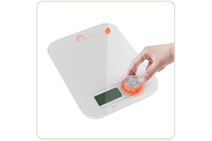 LITTLE BALANCE 8346 Kinetic Flower Orange - Balance de cuisine sans pile - Ecologique grâce à son bouton Little Balance - 5 kg / 1 g