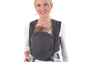 Hoppediz gewebtes Baby-Tragetuch ab Geburt, Neugeboren bis Kleinkind, 100% Baumwolle, London grau 4,60 m