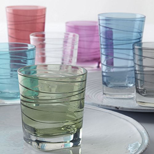 Leonardo Vario Becher Set, 6er Set, Klein, Trinkbecher, Wasserbecher, Farbig Sortiert, Glas, 170 ml, 47286 - 2