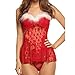 Produktbild Nachtwäsche Damen Dessous Bodysuit Kragen Lace Floral Babydoll Jumpsuit Rote Unterwäsche Perspektive Unterwäsche Von Dragon868 (Rot Dessous Damen, Freie GrößE)