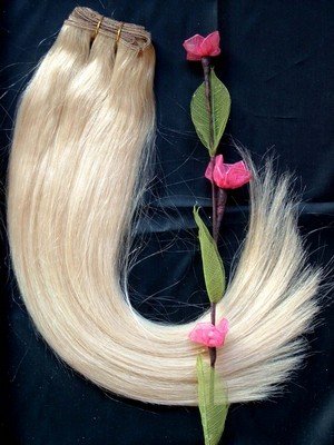 Forever Young Premium Double Weft Human Hair Extension Full Head Weft White Blonde #60 - 18" Long