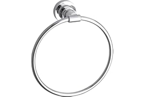 tesa LUUP Handtuchring, verchromt - Handtuchhalter-Ring oval - zur Wandbefestigung ohne Bohren, inkl. Klebelösung - 205mm x 185mm x 75mm