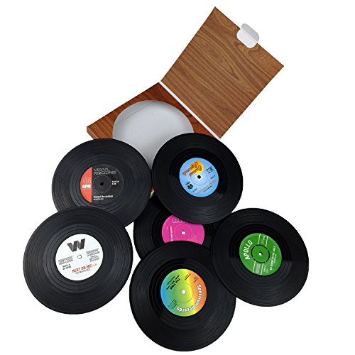 txian 6 Retro Vinyl LP Schallplatten Stil Untersetzer Tasse Matte Rutschfeste Isolierte Kaffee Getränke Matte - 2