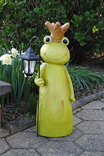 Riesig XXL Froschkönig Dekofigur Frosch ca. 57 cm Solar Lampe neu