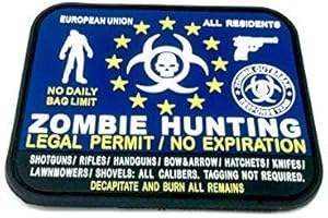 ACM Patch Nation Badge Permis Légal Européen EU Chasse Zombie Hunting PVC Airsoft Bleu
