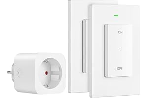DEWENWILS Prise Telecommande sans Fil 2V1 (2 Télécommandes Murales et 1 Prise), 16A/3680W, Portée de Contrôle de 30 m, Sans Recâblage, Prise Commandée Pré-apparié & Extensible, Pile Fournie, Blanc