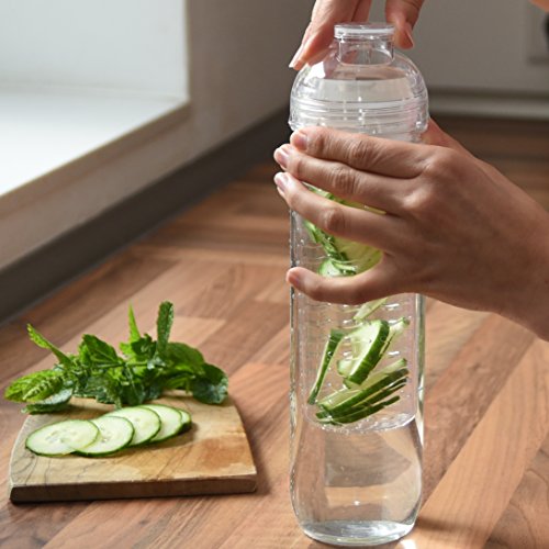 800ml Trinkflasche für Fruchtschorlen in den Farben Pink, Grün oder Transparent. Perfekte Sportflasche aus BPA-freiem Tritan. Super-einfacher und auslaufsicherer Trinkverschluss. Leicht zu reinigen. - 5