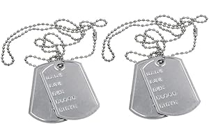 NAUZE 2 Pieces Dog Tag Pendant Necklace Dog Tag Army Jewellery Military Metal Necklaces for Halloween Fancy Dress Party Accessories