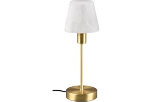Trio Leuchten Lampa stołowa Luis II 595700108, metal mosiądz matowy, szkło alabastrowe białe, bez 1 x E14, On/Off Touch