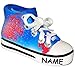 Produktbild 3-D Effekt _ Spardose - " Schuh Sneaker / Sportschuh - blau - rot " - incl. Name - mit echten Schnürsenkel ! - stabile Sparbüchse aus Porzellan / Keramik - Sparschwein - für Kinder & Erwachsene / Mädchen - lustig witzig - Shopping Schuhe - Einkaufen / Schuhkauf - Sport / Sportschuhe - Geldgeschenk / Kinderspardose