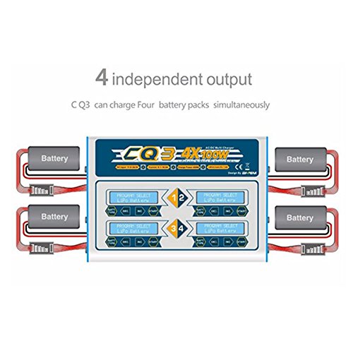 EV-Peak 100W x 4 CQ3 RC Balance Lipo Battery Charger Nimh Nicd lithium Battery Charger Discharger with Digital LCD Screen