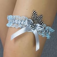 Strumpfband blau silber Hochzeit Braut Brautkleid Unterwaesche