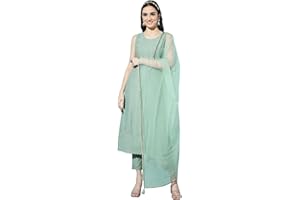 Shopping Queen Damen Seide Chikankari Kurta Hose & Dupatta Set
