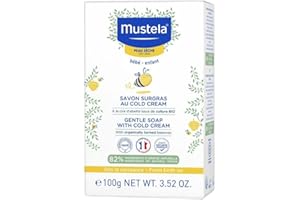Mustela Nourishing CC Soap, Natural Cold Cream, Face and Body, Baby and Whole Family - Sanfte Reinigung, ideal für trockene Haut, 82% Inhaltsstoffe natürlichen Ursprungs (100ml)