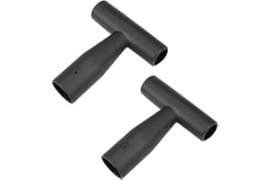 sourcing map Shovel T Grip Handle, 35mm Inner Diameter PVC for Digging Raking Tool Black 2Pcs