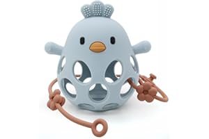 M MARIE MADELEINE EMPORIUM MME Mordedor Silicona Bebé, Mordedores Bebés 3-6meses, Mordedor Bebé 6-12 meses, Mordedor Bebé, Mordedor Sensorial, Mordedor Sonajero, Juguete Mordedor Bebé, Teething, Teether Baby (Azul con correa)