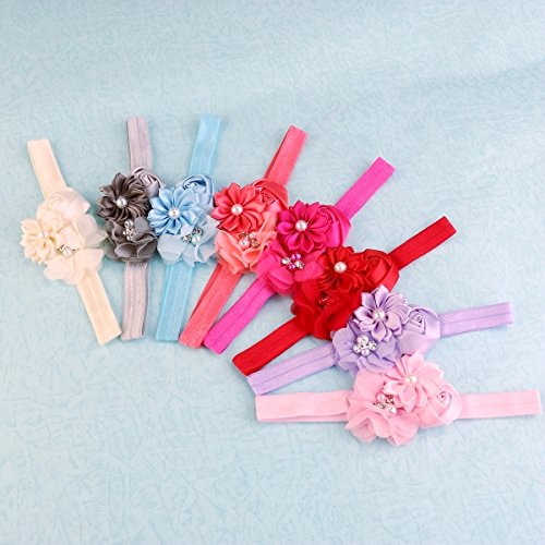 NUOLUX 8ST Cute Baby Girls Sweet Rose Blumen Perle elastisch Haarband Haar Band Zubehör Foto Props - 3