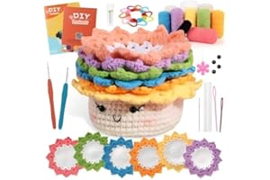 Minnhua 6PCS Crochet Kit de Ganchillo para Principiantes Juego de Ganchillo para Principiantes de 6 PCS posavasos a crochet Amigurumi Kit amigable con la piel y multicolor para DIY y Tejido a Mano