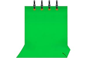 FOUVIN Green Screen, 3 m x 3 m / 9,8 ft x 9,8 ft x 9,8 ft Green Screen with 3 clip per fotografia, video e TV (3 x 3 m)