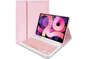 FANOUSY Étui Clavier éclairé pour iPad 10,2 Pouces 9e génération, 8e génération,7e génération 2021/2020/2019 iPad Air 2019 (3e génération),iPad Pro 10.5 2017,Clavier sans Fil Bluetooth AZERT avec étui de