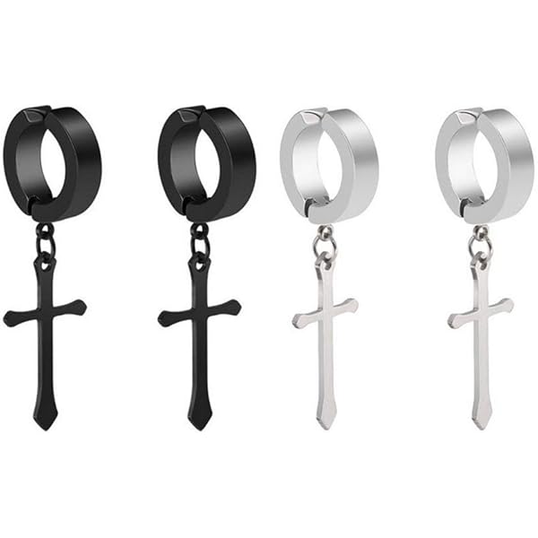 10 Paia Orecchini Magnetici Croce - Acciaio Inox Senza Foro Per Uomini E Donne - Foto 8