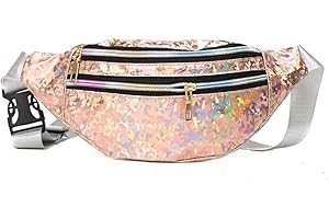 Estwell Waist Pack Festival Fanny Pack for Women Men Waterproof Shiny Belt Bag Adjustable Lightweight Bum Waist Bag for Travel Party Running