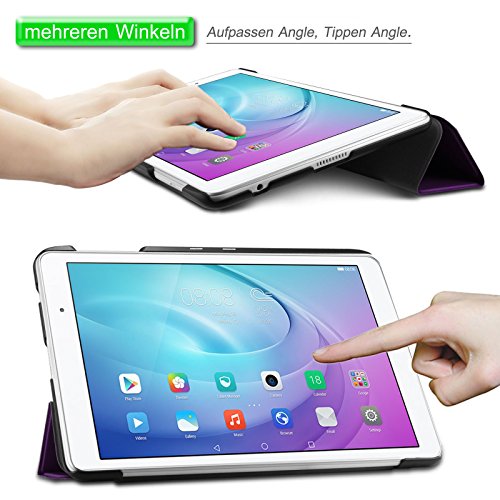 HuaWei MediaPad T2 10.0 Pro Hülle, Infiland Ultra Dünn Tri-Fold Muschel hochwertiges PU Leder Ultra Schlank Superleicht Ständer Shell Cover Schutzhülle Etui Tasche für Huawei MediaPad T2 10.0 Pro 25,7 cm (10,1 Zoll) IPS Tablet PC(Lila) - 3