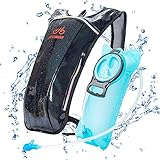 MODEBAR, PRAKTISCH & ISOLIERT LYCAON Trinkrucksack mit 2L Trinkblase Wasserdicht Fahrradrucksack Fahrrad-Trinkblasen für Laufen, Wandern, Radfahren, Festivals, Races (Schwarz)