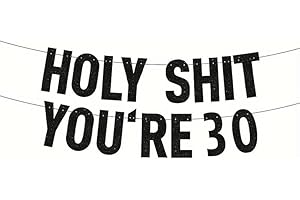 MEDICAL ID ME Holy Shit You're 30 Glittery Black Banner 30th Birthday Decoration Bunting