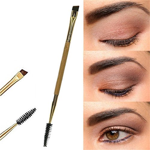 Tonsee 1PCS Eyebrow Brush +Double Ended Angled Bamboo Handle Make Up Tools