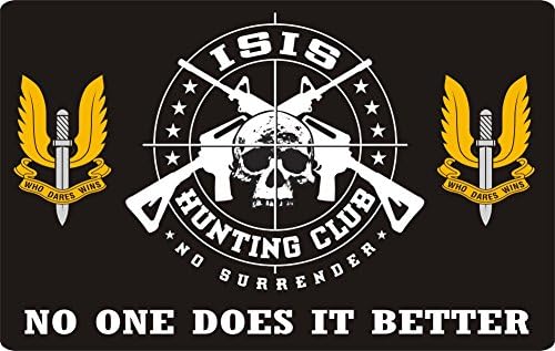 ANTI ISIS STICKER "SAS HUNTING CLUB" - 2 sizes available, Ideal for cars, tablets, laptops, phones, scooters... (Large)