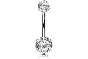 OUFER Body Piercing Piercing per ombelico interno in titanio massiccio, 12 mm, extra lungo, 14 g, piercing per ombelico