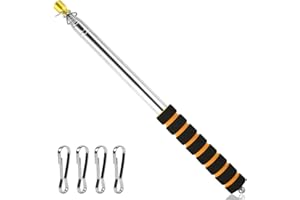 LICQIC 3 M Flag Stick, Telescopic Handheld Flagpoles, Portable Tour Guide Flag Pole with Lanyard and Clips, Stainless Steel Teaching Pointer Stick for Tour Guide Teaching (1 PCS)