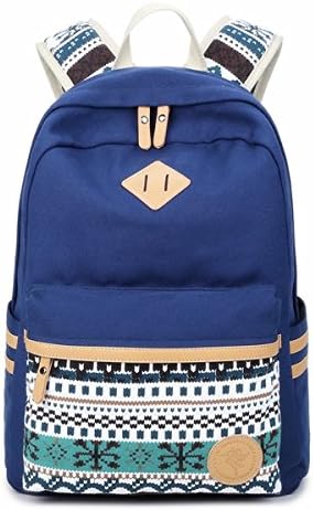 Canvas Backpack SCONFID Lightweight Student Rucksack School Bags Casual Daypack for Teen College (Dark Blue)