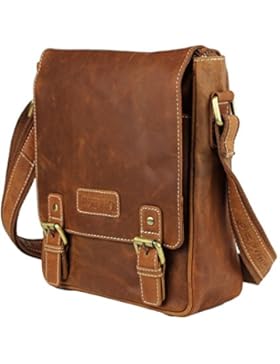 Schompi Crossbody Schultertasche Herren / Unisex Roberto Vintage Ledertasche Umhängetasche Messenger Bag Braun
