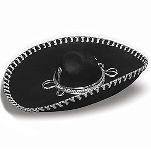 Viste a América – 925 – sombrero mexicano – Un tamaño – Adulto – Negro