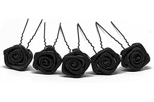 FLEXISTORE 5 rose con forcina - Gioielli per capelli - per capelli profondi - Set nera - Nero