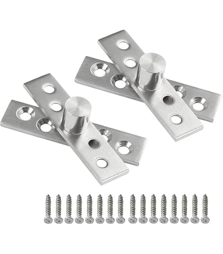 Set Di 4 Cerniere A Perno Girevoli 360° - Per Porte, Armadi E Librerie, In Acciaio Inossidabile, Finitura Argento - Foto 4