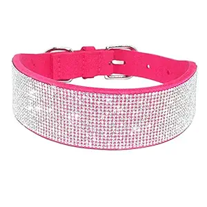 Didog Rhinestone Dog Collar - Made of Soft Velvet Colored Material - Suit for Girl or Female Medium Large Dog Breeds