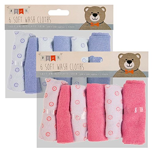 6 Pack weiche Baby Waschlappen Bad Füttern Dusche Handtuch flanell abwischbar Pink oder Blau blau