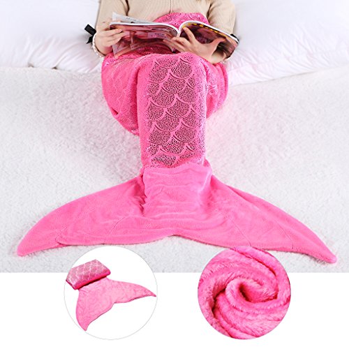 LANGRIA Meerjungfrau Decke Glitzernde Flanell Decke Fischschwanz Decke für Mädchen Damen Alle Jahreszeiten 60 “ x 25 “ (Rosa) - 2