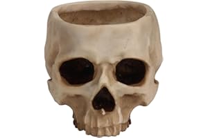 EIMZU Harz Halloween Schädel Kopf, Künstliche Resin Schädel Kopf, Halloween Ornament Süßigkeit Schüssel, Halloween Dekoration Totenkopf für Haus Bar Tischdekoration Gar