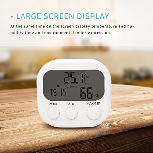 Tikitaka LCD-Digital-Thermometer-Hygrometer TA638 Temperatur- und Feuchtigkeitsmessgerät Messgerät mit Uhr Wetterstation - 4
