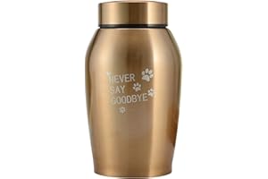 ireyfu Urne pour Chien, Urne pour Les Cendres de Chien en Acier Inoxydable, Urne pour Animaux de Compagnie, Résistant Aux Intempéries, Urne Funéraire pour Animal de Compagnie pour Chiens et Chats (Or)