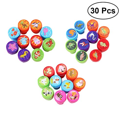 Preisvergleich Produktbild STOBOK 30pcs Stempelset Tiere Kinder Briefmarken Spielzeug Selbstfärbende Kinderstempel Geburtstag Party Favors