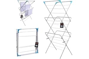 H-LINE 3 Tier Clothes Airer Laundry Drying Horse Rack Concertina Tower Indoor Outdoor