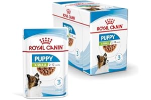 ROYAL CANIN X-Small Puppy | 12 x 85 g | Comida húmeda para Cachorros Especialmente pequeños | hasta los 10 Meses de Edad | con bocaditos en Salsa | En Bolsa de cartón
